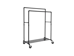 Songmics Doppelkleiderstange mit Rollen und Ablage 50 x 100 x 163 cm Schwarz