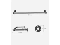 Songmics Garderoben^Kleiderstangen Wandbefestigung 2er Set 92 cm x 30 cm x 7 cm Schwarz