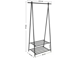 Songmics Kleiderständer 2 Ablagen 155,7 cm x 87,8 cm x 41,6 cm Schwarz