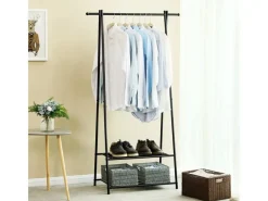 Songmics Kleiderständer 2 Ablagen 155,7 cm x 87,8 cm x 41,6 cm Schwarz