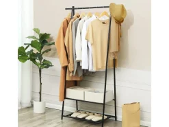 Songmics Kleiderständer 2 Ablagen 155,7 cm x 87,8 cm x 41,6 cm Schwarz