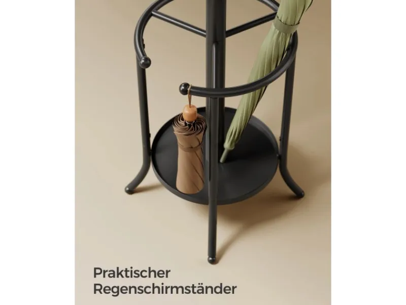 Songmics Kleiderständer mit Regenschirmständer Ø 40 cm x 175 cm Schwarz