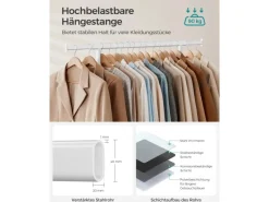 Songmics Garderoben^Kleiderständer mit Rollen 45,4 cm x 132 cm x 160 cm Weiß