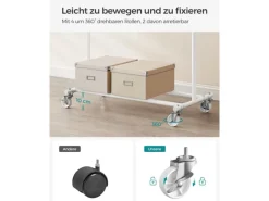 Songmics Garderoben^Kleiderständer mit Rollen 45,4 cm x 132 cm x 160 cm Weiß