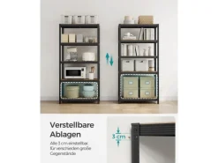 Songmics Lagerregal 40 cm x 90 cm x 180 cm Braun-Schwarz