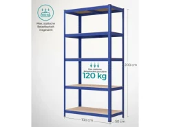 Songmics Kellerregale^Lagerregal 50 cm x 100 cm x 200 cm Blau