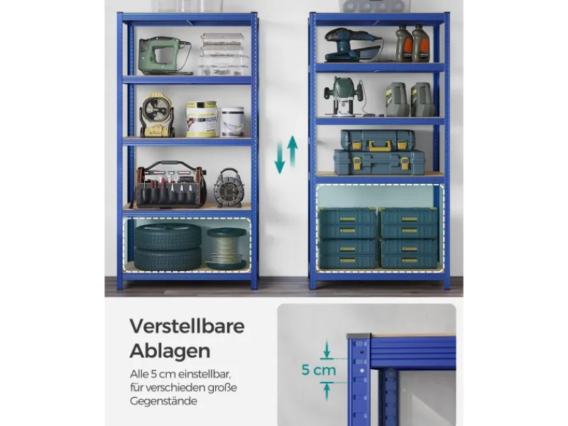 Songmics Kellerregale^Lagerregal 50 cm x 100 cm x 200 cm Blau