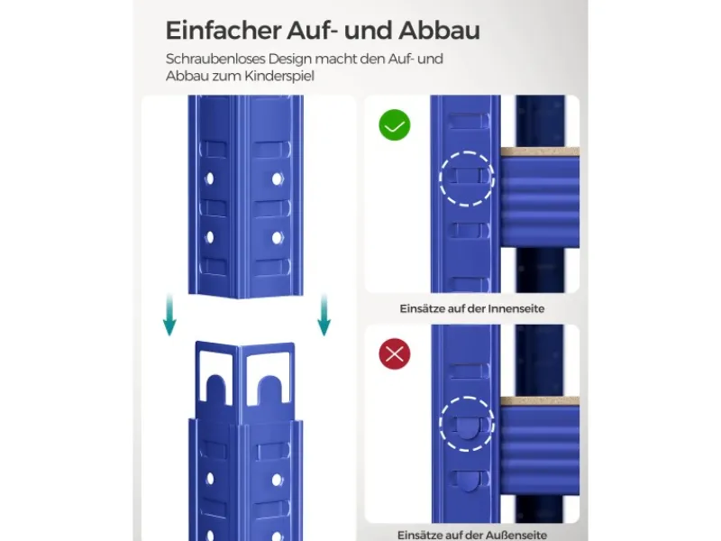 Songmics Kellerregale^Lagerregal 50 cm x 100 cm x 200 cm Blau