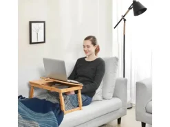 Songmics Laptoptisch Bambus 35 cm x 55 cm x 29 cm Naturfarben