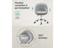 Songmics Schreibtischstuhl Höhenverstellbar Grau