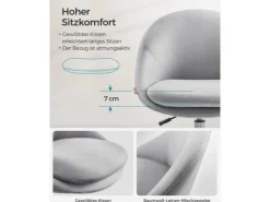 Songmics Schreibtischstuhl Höhenverstellbar Grau