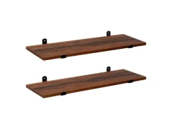 Songmics Vasen|Wandregale^Schweberegal 60 cm x 20 cm x 7 cm Braun-Schwarz