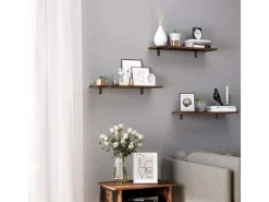 Songmics Vasen|Wandregale^Schweberegal 60 cm x 20 cm x 7 cm Braun-Schwarz