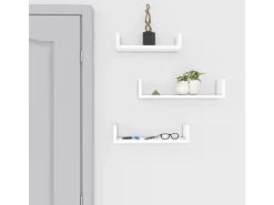 Songmics Wandregale|Regale Massivholz^Schweberegal 3er Set Weiß