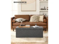 Songmics Sitzbank mit Stauraum 110 cm x 38 cm x 38 cm Grau
