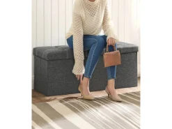 Songmics Sitzbank mit Stauraum 110 cm x 38 cm x 38 cm Grau