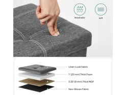 Songmics Sitzbank mit Stauraum 110 cm x 38 cm x 38 cm Grau