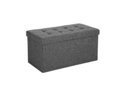 Songmics Sitzbank mit Stauraum 38 cm x 76 cm x 38 cm Grau