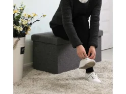 Songmics Sitzbank mit Stauraum 38 cm x 76 cm x 38 cm Grau