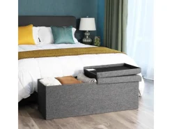 Songmics Sitzbänke^Sitzbank mit Stauraum 38 cm x 110 cm x 38 cm Dunkelgrau