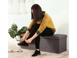 Songmics Sitzbänke^Sitzbank mit Stauraum 38 cm x 110 cm x 38 cm Dunkelgrau