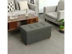 Songmics Sitzbänke|Hocker^Sitztruhe mit Stauraum 38 cm x 76 cm x 40 cm Grau