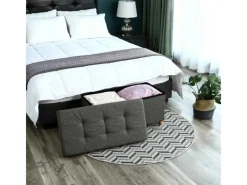 Songmics Sitzbänke|Hocker^Sitztruhe mit Stauraum 38 cm x 76 cm x 40 cm Grau