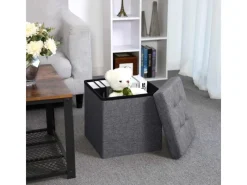 Songmics Hocker^Sitzwürfel mit Stauraum 38 cm x 38 cm x 38 cm Grau