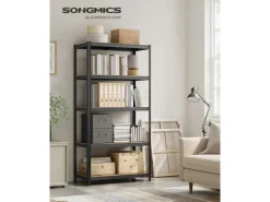 Songmics Metallregale^Standregal 50 cm x 100 cm x 200 cm Braun-Schwarz
