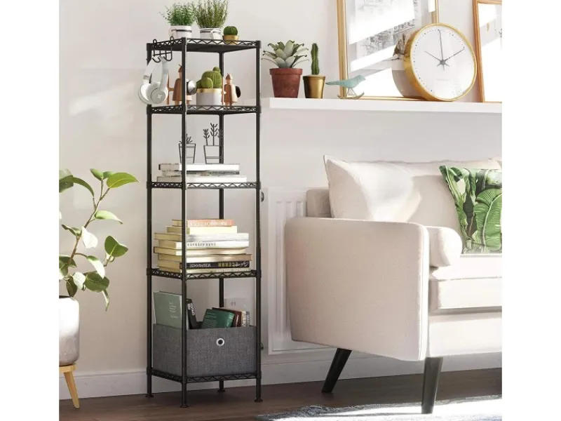 Songmics Aufbewahrung|Regale Schwarz^Standregal 30 cm x 30 cm x 123,5 cm Schwarz-Transparent