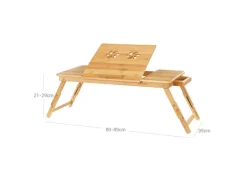 Songmics Sofas^Tischaufsatz Bambus 72 cm x 29 cm x 35 cm Naturfarben