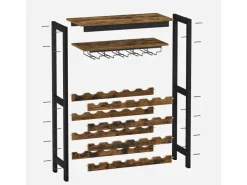 Songmics Weinregal für 24 Flaschen 29 cm x 66 cm x 104 cm Braun-Schwarz