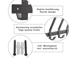 SOTECH Garderoben^Blackline ALBA Hakenleiste Groß 450 mm mit 5 Haken Schwarz Pulverbeschichtet