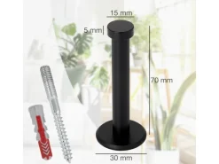 SOTECH Garderoben^Garderobenhaken TALEA Ø10 mm Ø15 mm Länge 70 mm Edelstahl Schwarz Matt