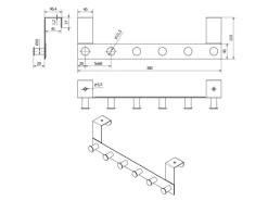 SOTECH Garderoben^Türgarderobe LINEA II Edelstahl mit 6 Haken für 40 mm Türen Ohne Falz