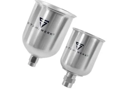 STAHLWERK Klarlacke^Alu Lackierbecher Set / Fließbecher 125 ml und 600 ml Farbbecher