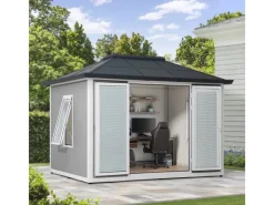 Sunjoy TV-Wände^Gartenhaus Riga Alu/Stahl 302 cm x 386 cm Grau