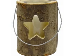 Sunny Garden Laternen^Windlicht Holzstamm mit Glas 3-fach sortiert 18 cm x 16 cm