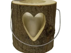 Sunny Garden Laternen^Windlicht Holzstamm mit Glas 3-fach sortiert 18 cm x 16 cm