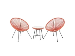 SVITA Bali Balkon Möbel Set Lounge Garnitur Relax Egg-Chair Flecht-Design Terracotta