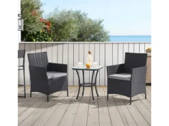 SVITA Kissen^Brooklyn Bistro Gartenmöbelset 3-tlg. Rattan Outdoor Gartenlounge