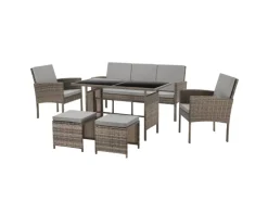 SVITA Sessel|Hocker^Denver Polyrattan Gartenmöbel Set Essgruppe Lounge Esstisch