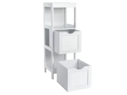 SVITA Lintu Badregal Standregal Badezimmerschrank Schubladen Holzoptik Weiß