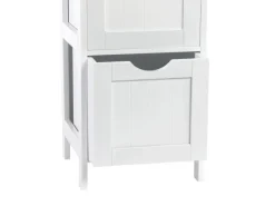 SVITA Lintu Badregal Standregal Badezimmerschrank Schubladen Holzoptik Weiß