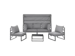 SVITA Sofas^Maui Gartenmöbel-Lounge-Set Mit Dach Outdoor-Sofa Strandkorb-Sonneninsel Stahl