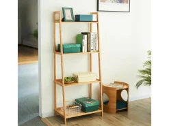 SVITA Aufbewahrung|Holzregale^Raja Bücherregal Bambusregal Aufbewahrungsregal 4 Ebenen Wohnzimmer Flur Natur