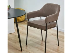 SVITA Stühle^Scarlett 2er Set Esszimmerstühle Armlehnstuhl Polsterstuhl Stoff Braun