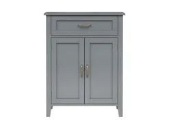 Kommode^Teamson Home Mercer Holz Badezimmermöbel mit Schublade und Regalen Grau