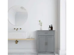 Kommode^Teamson Home Mercer Holz Badezimmermöbel mit Schublade und Regalen Grau