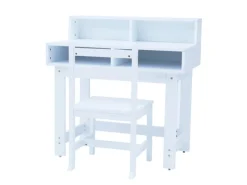 Teamson Kids Kinder Holzschreiber Stühle Set mit Aufbewahrung auf dem Tisch Weiß